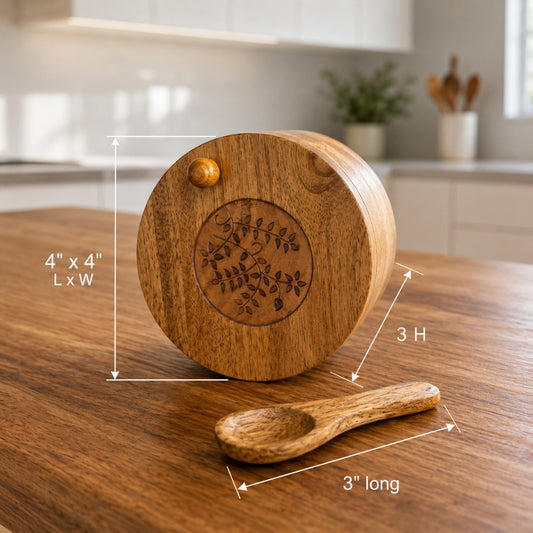 Premium Mango Wood Spice Cellar for Salt and Pepper (Natural Wood)
