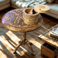 Carved Mango Wood Round Accent Table – Nature-Inspired Minimalist Decor