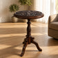 Hand-Carved Mango Wood End Table – Floral Motif Boho Accent Stand