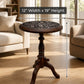 Hand-Carved Mango Wood End Table – Floral Motif Boho Accent Stand