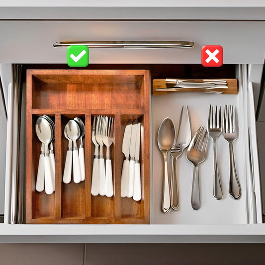 Premium Acacia Wooden Drawer Organizer & Cutlery Tray -5 Sections- Polished