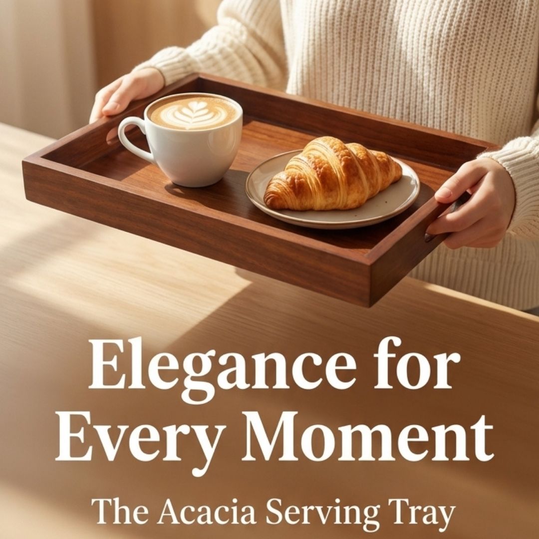 Premium Acacia Wood Serving Tray-15"L x 11" W x 2" H