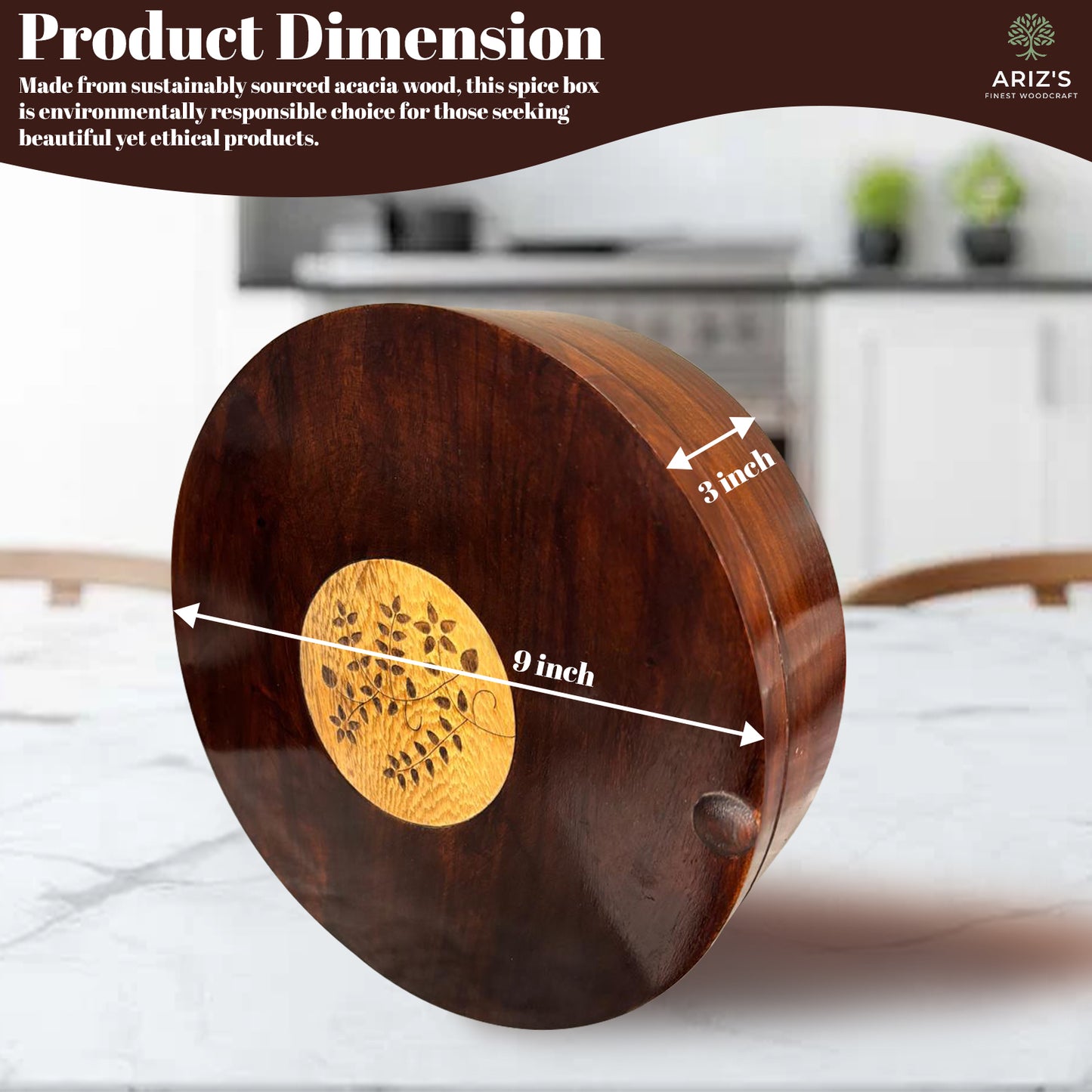 Premium Acacia Wood Spice Box (7-Section)