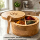 4 section-Premium Mango Wooden Spice Box with Spoon-Natural Wood