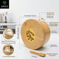 4 section-Premium Mango Wooden Spice Box with Spoon-Natural Wood