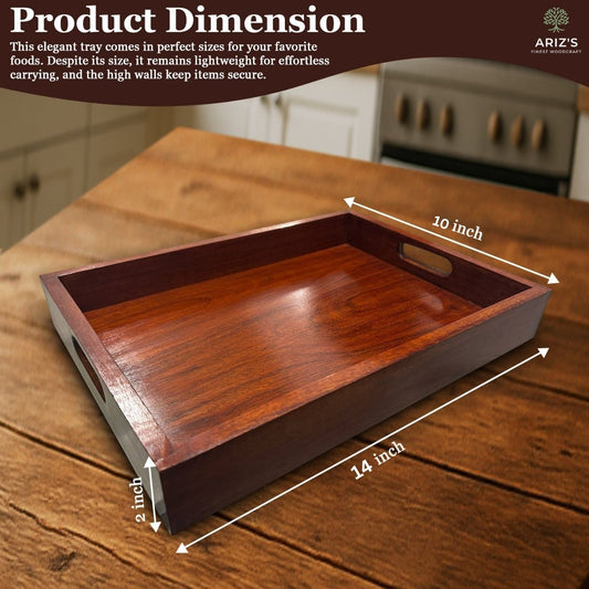 Premium Acacia Wood Serving Tray-14"L x 10" W x 2" H