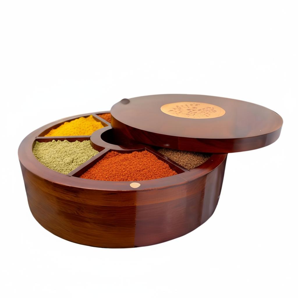 Premium Acacia Wood Spice Box (7-Section)