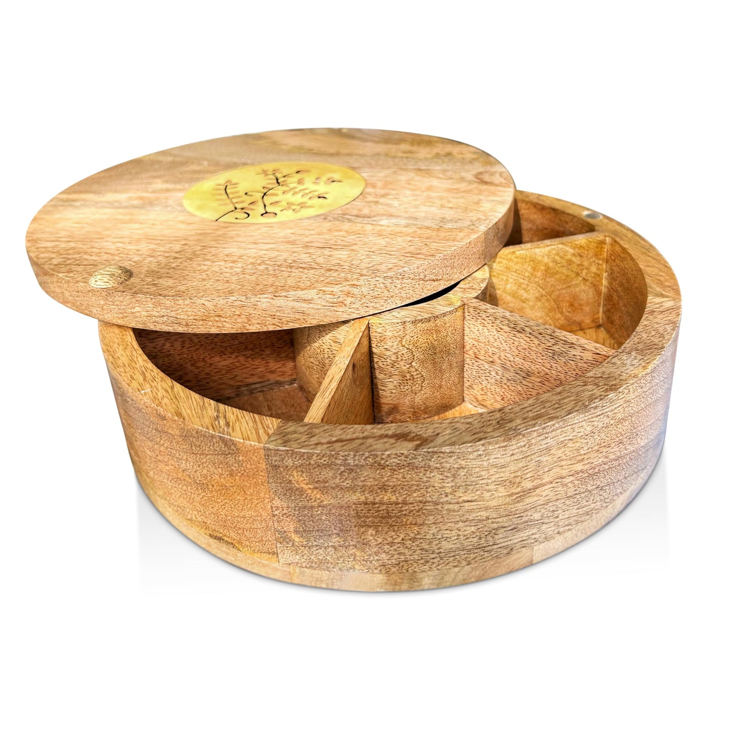 Premium Mango Wood Spice Box (7-Section)