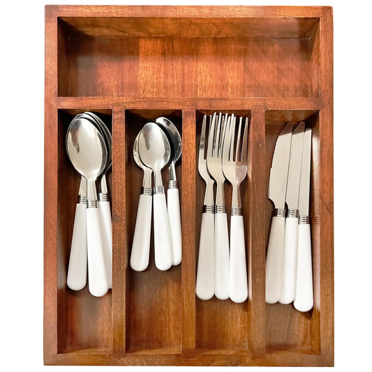 Premium Acacia Wooden Drawer Organizer & Cutlery Tray -5 Sections- Polished