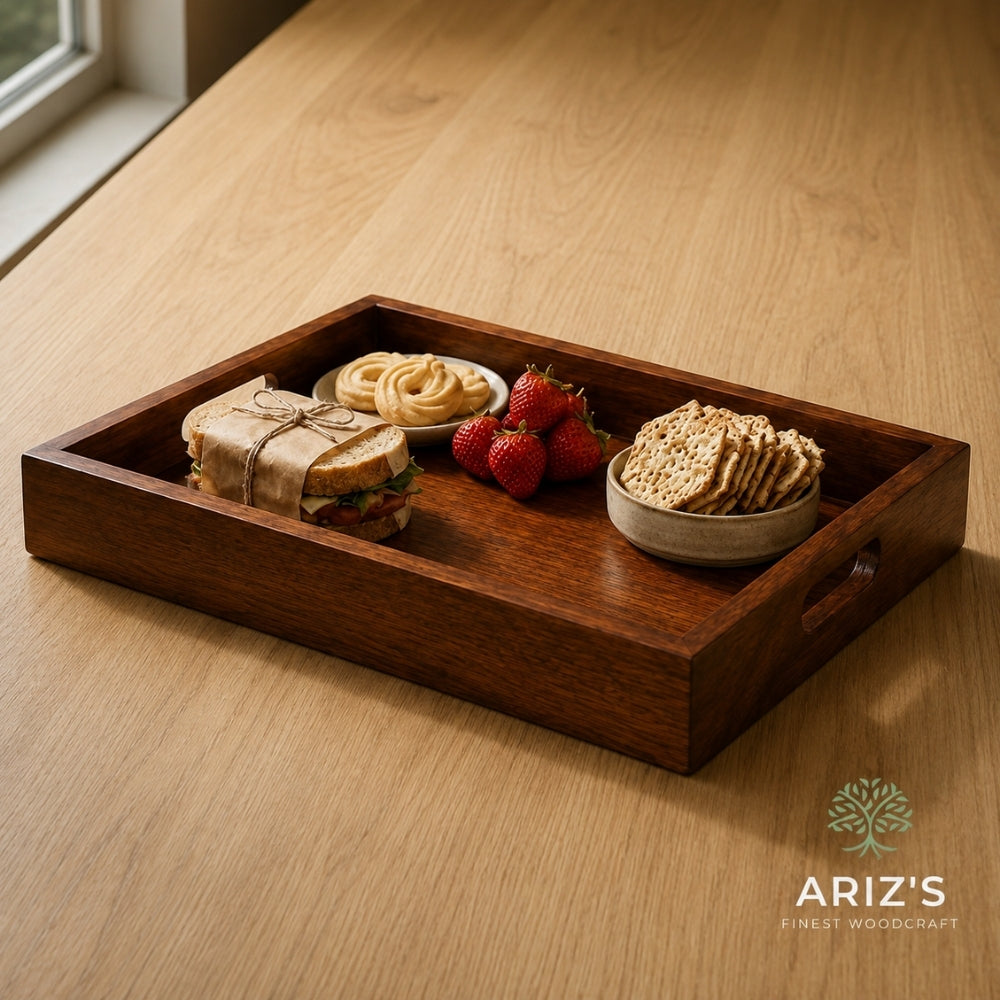 Premium Acacia Wood Serving Tray-15"L x 11" W x 2" H