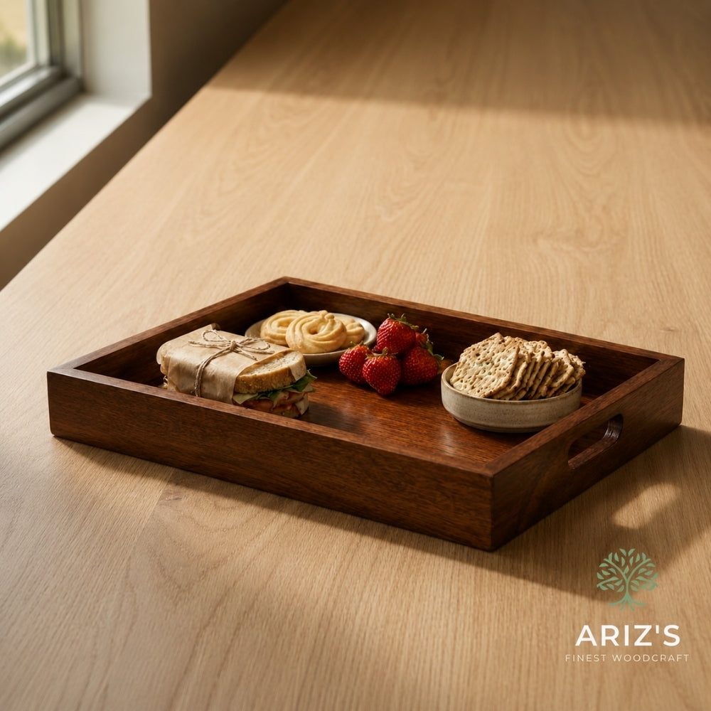 Premium Acacia Wood Serving Tray-14"L x 10" W x 2" H