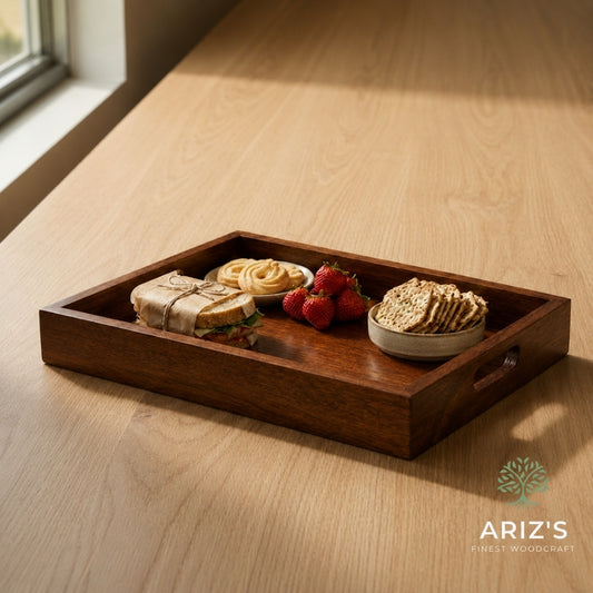 Premium Acacia Wood Serving Tray-14"L x 10" W x 2" H